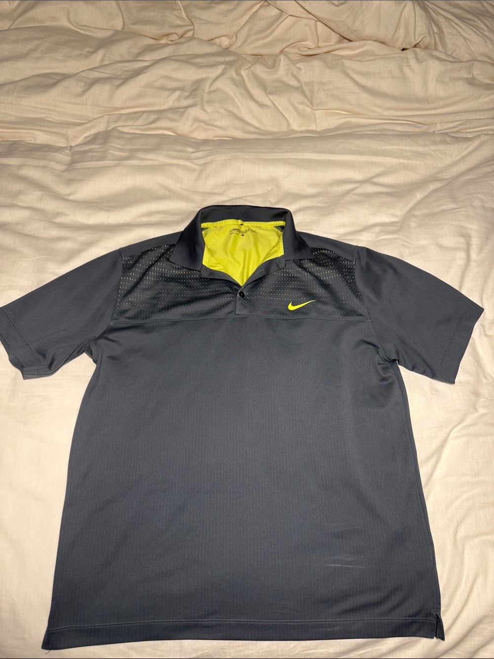 Nike Men’s Black Polo with Neon Yellow Accent